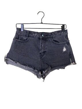 One Teaspoon Black Leather Accent Shorts